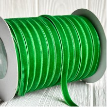 Лента велюр, 0,6 см, зеленый, рулон 45 м