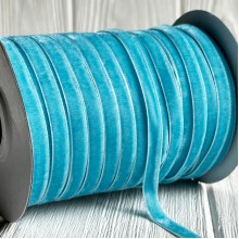 Лента велюр, 0,6 см, небесно-голубой, рулон 45 м