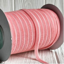 Лента велюр, 0,6 см, розово-персиковый, рулон 45 м
