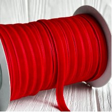 Лента велюр, 0,6 см, красный, рулон 45 м