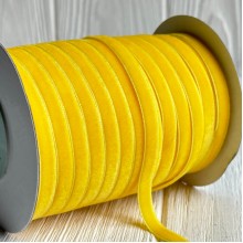 Лента велюр, 0,6 см, желтый, рулон 45 м