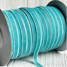 Лента велюр, 0,6 см, тиффани, рулон 45 м