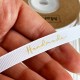Репс з золотим надписом Handmade, 1 см, білий, рулон 23 м
