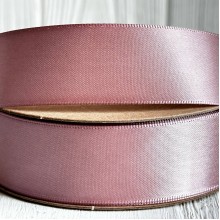 Атлас двусторонний (премиум), 2,5 см, бежево-розовый, рулон 23 м