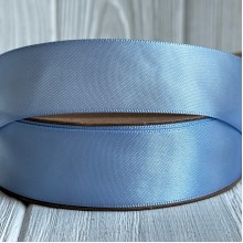 Атлас двусторонний (премиум), 2,5 см, голубой, рулон 23 м