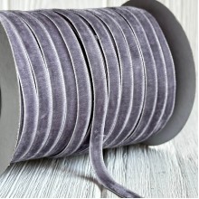 Лента велюр, 0,6 см, средне-серый, рулон 45 м