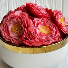 Бутон японской камелии, 5,5х6 см, кораллово-пудровый, упаковка 20 шт.