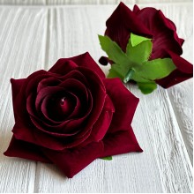Бутон бархатной розы, 7 см, бордовый, упаковка 10 шт.