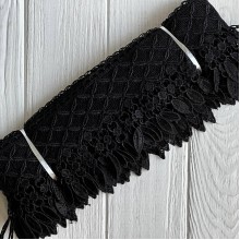 Кружево макраме Лили, 11 см, черное, рулон 9 м