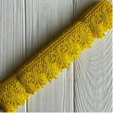 Кружево макраме Эвелин, 4 см, желтое, рулон 9 м