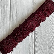 Кружево макраме Эвелин, 4 см, бордовое, рулон 9 м