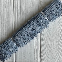 Кружево макраме Эвелин, 4 см, голубое, рулон 9 м