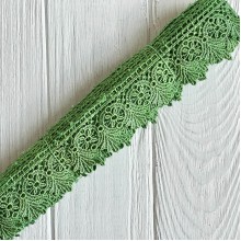 Кружево макраме Эвелин, 4 см, ярко-зеленое, рулон 9 м