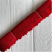 Кружево макраме Эвелин, 4 см, красное, рулон 9 м