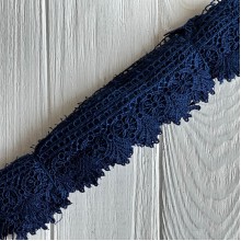 Кружево макраме Эвелин, 4 см, сапфировое, рулон 9 м