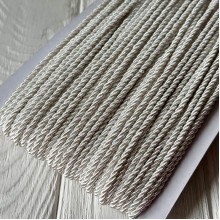 Шнур декоративный, 3 мм, белый, рулон 50 м