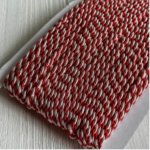 Шнур декоративный, 3 мм, красно-белый, рулон 50 м