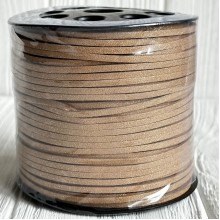 Кожаный шнур (с перламутром), 0,26х1,4 см, золото, рулон 90 м 