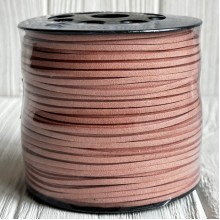 Кожаный шнур, 0,26х1,4 см, пудровый, рулон 90 м 