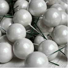 Шарик глянцевый на проволоке, 25 мм, белый, упаковка 100 шт.