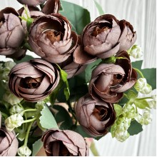 Букет ранункулюсов, 30 см, кофейный, шт.