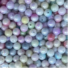 Бусина акриловая (перламутр) омбре, 10 мм, малиново-серо-салатовый пастельный микс, упаковка 500 г