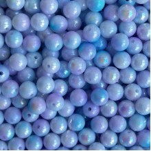 Бусина акриловая (перламутр) омбре, 10 мм, сиренево-голубой пастельный микс, упаковка 500 г