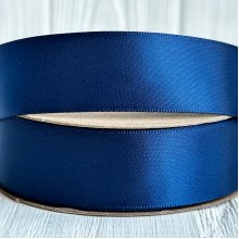 Атлас двусторонний (премиум), 2,5 см, сапфировый, рулон 23 м