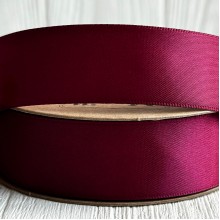 Атлас двусторонний (премиум), 2,5 см, марсала, рулон 23 м