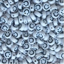 Бусина буква, 4х7 мм, круг (бело-черный смайлик), упаковка 500 г