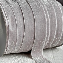 Лента велюр с перламутром, 2,5 cм, серо-розовый, рулон 45 м