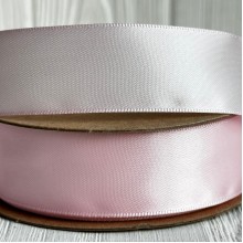 Атлас двусторонний (премиум), 2,5 см, нежно-розовый, рулон 23 м