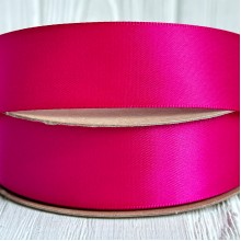 Атлас двусторонний (премиум), 2,5 см, малиновый, рулон 23 м