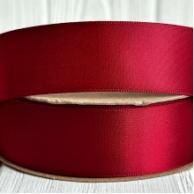 Атлас двусторонний (премиум), 2,5 см, гранатовый, рулон 23 м