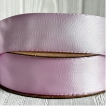 Атлас двусторонний (премиум), 2,5 см, нежно-розово-сиреневый, рулон 23 м