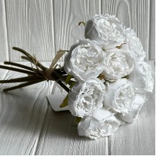 Букет кучерявой розы, 4х23 см, белый, букет из 9 шт.