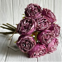 Букет кучерявой розы, 4х23 см, фиолетово-сиреневый, букет из 9 шт.