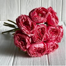 Букет кучерявой розы, 4х23 см, кораллово-малиновый, букет из 9 шт.