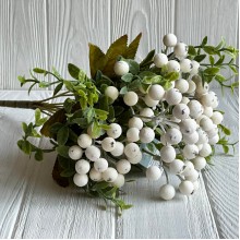 Декоративная ветка брусники, 41 см, белая, шт.