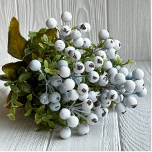 Декоративная ветка брусники, 41 см, бело-голубая, шт.