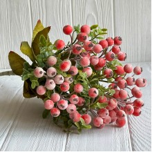 Декоративная ветка брусники, 41 см, коралловая, шт.