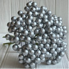 Букет калины глянцевой, 25 см, серебро, букет из 6 шт.