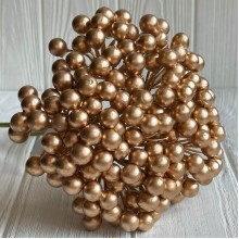 Букет калины глянцевой, 25 см, золото, букет из 6 шт.