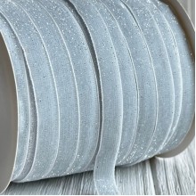 Лента велюр с перламутром, 1 cм, белый, рулон 45 м