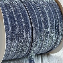 Лента велюр с перламутром, 1 cм, серый, рулон 45 м