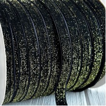 Лента велюр с перламутром, 1 cм, черный, рулон 45 м