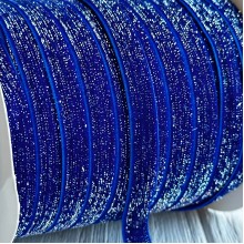 Лента велюр с перламутром, 1 cм, темно-синий, рулон 45 м