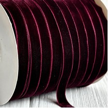 Лента велюр, 0,6 см, винный, рулон 45 м