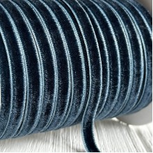 Лента велюр, 0,6 см, полуночно-синий, рулон 45 м