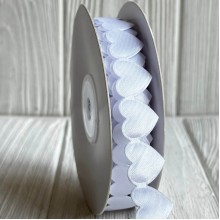Фигурная лента сердечко, 15 мм, белая, рулон 10 м